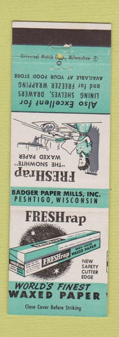 Matchbook Cover - Freshrap Waxed Paper girlie Badger Paper Peshtigo WI