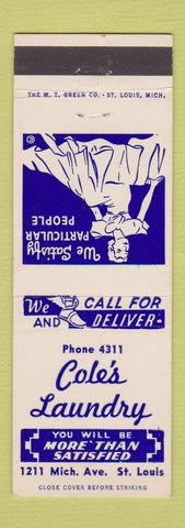 Matchbook Cover - Cole's Laundry girlie low phone # St Louis MI