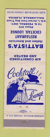 Matchbook Cover - Battista's Italian Restaurant Hallandale FL WEAR