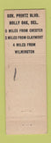 Matchbook Cover - Prinz Roller Skating Holly Oak DE WEAR