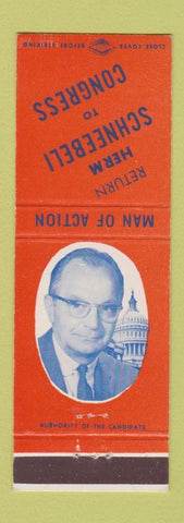 Matchbook Cover - Herm Schneebeli Congress Election PA Pennsylvania