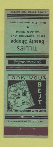 Matchbook Cover - Tillie's Beauty Shop girlie Chicago? GREEN
