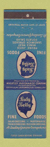 Matchbook Cover - Lady Betty Restaurant Wheatley Mayonnaise Louisville KY