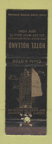Matchbook Cover - Hotel Holland New York City WEAR
