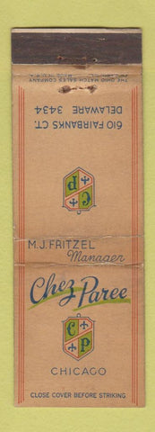Matchbook Cover - Chez Paree Chicago IL WEAR