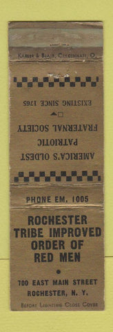 Matchbook Cover - Rochester Tribe Order of Red Men Rochester NY WORN