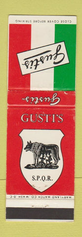 Matchbook Cover - Gusti's Restaurant Italian Washington DC