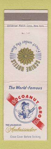 Matchbook Cover - Cocanut Grove Ambassador Hotel Los Angeles CA Schine