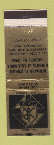 Matchbook Cover - Knights of Columbus Bernard O'Brien Southgate MI