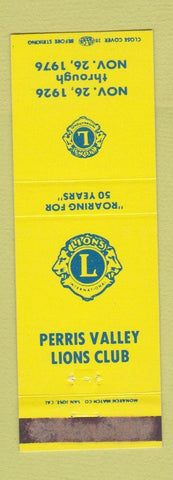 Matchbook Cover - Lions Club Perris Valley 1976 WEAR