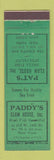 Matchbook Cover - Paddy's Clam House New York City