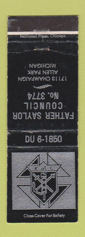 Matchbook Cover - Knights of Columbus Father Saylor Council Allen Park MI WEAR