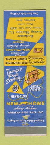 Matchbook Cover - New Home Sewing Machines Rochester MN WORN