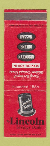 Matchbook Cover - Lincoln Savings Bank Brooklyn Queens Nassau NY