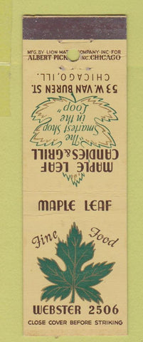 Matchbook Cover - Maple Leaf Candy Grill Chicago IL