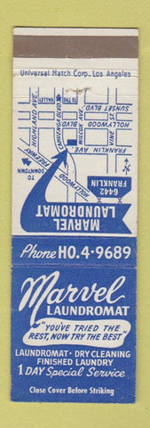 Matchbook Cover - Marvel Laundry Hollywood CA