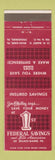 Matchbook Cover - Federal Savings and Loan Wilkes Barre PA