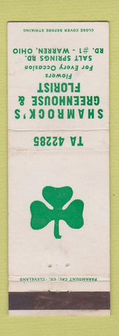 Matchbook Cover - Shamrock's Greenhouse Flowers Warren OH WEAR