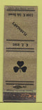 Matchbook Cover - Flanagan's Deli Beer clover WORN