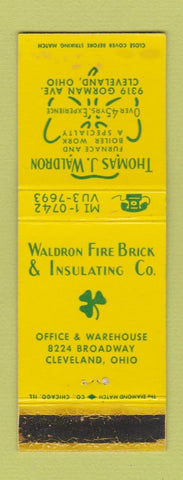 Matchbook Cover - Waldron Fire Brick Insulating Cleveland OH  WORN