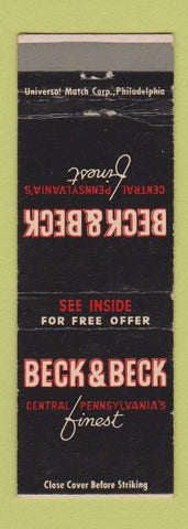 Matchbook Cover - Beck and Beck PA Cleaning