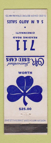 Matchbook Cover - S&M Used Cars Cincinnati OH WEAR