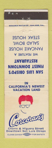 Matchbook Cover - Corcoran's Restaurant San Luis Opispo CA WEAR