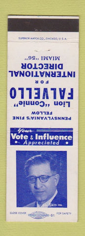 Matchbook Cover - Connie Falvello Lions Club International Director Election PA