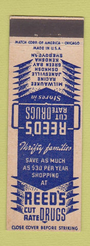 Matchbook Cover - Reed's Cut Rate Drugs Milwaukee Racine Janesville WI