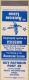 Matchbook Cover - Matchbook Cover American Legion Kelso WA