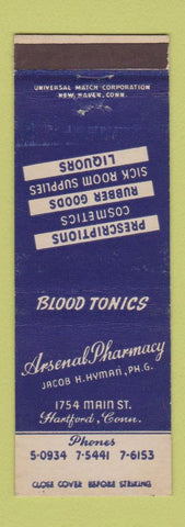 Matchbook Cover - Arsenal Drug Store Hartford CT