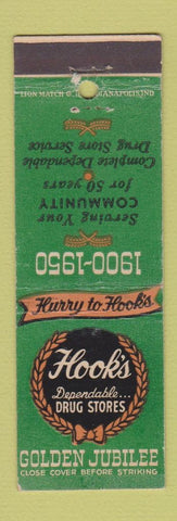 Matchbook Cover - Hooks Drug Stores Indianapolis IN 1950