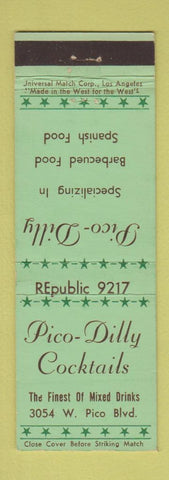 Matchbook Cover - Pico Dilly BBQ Los Angeles CA