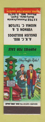 Matchbook Cover - AKC Reg English Bulldogs Hollydale CA Vernon Taylor puppy