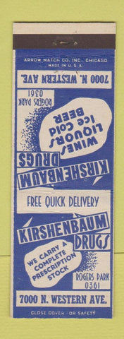 Matchbook Cover - Kirshenbaum Drug Store Chicago IL Rogers Park ARROW