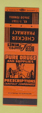 Matchbook Cover - Checker Pharmacy Drug Detroit MI ORANGE