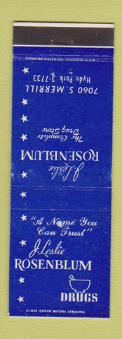 Matchbook Cover - J Leslie Rosenblum Drug Store Chicago IL