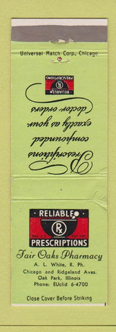Matchbook Cover - Fair Oaks Drug Oak Park IL WORN