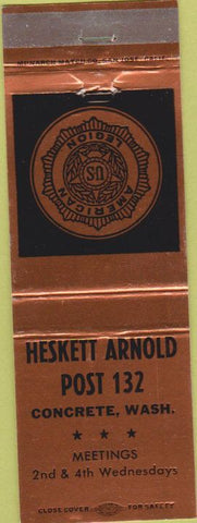 Matchbook Cover - Matchbook Cover American Legion Concrete WA bronze