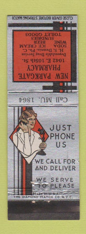 Matchbook Cover - New Parkgate Drug Store deco girlie