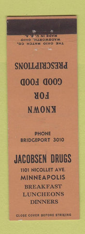 Matchbook Cover - Jacobsen Drug Store Minneapolis MN restaurant