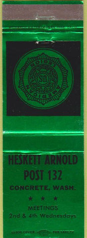 Matchbook Cover - Matchbook Cover American Legion Concrete WA green