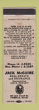 Matchbook Cover - Jack McGuire Real Estate Insurance Pueblo Colorado WEAR