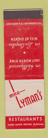 Matchbook Cover - Mike Lyman's Restaurant Hollywood Los Angeles CA