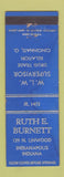 Matchbook Cover - Ruth Bernett Indianapolis IN Drug Trade Relation WEAR