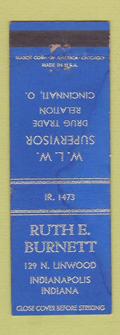 Matchbook Cover - Ruth Bernett Indianapolis IN Drug Trade Relation WEAR