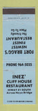 Matchbook Cover - Inez Cliff House Fort Bragg CA WEAR