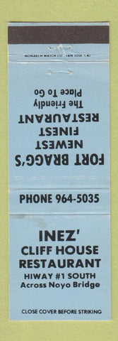 Matchbook Cover - Inez Cliff House Fort Bragg CA WEAR