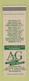 Matchbook Cover - A&G Cafeterias New Orleans LA