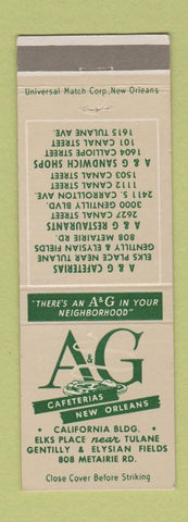 Matchbook Cover - A&G Cafeterias New Orleans LA
